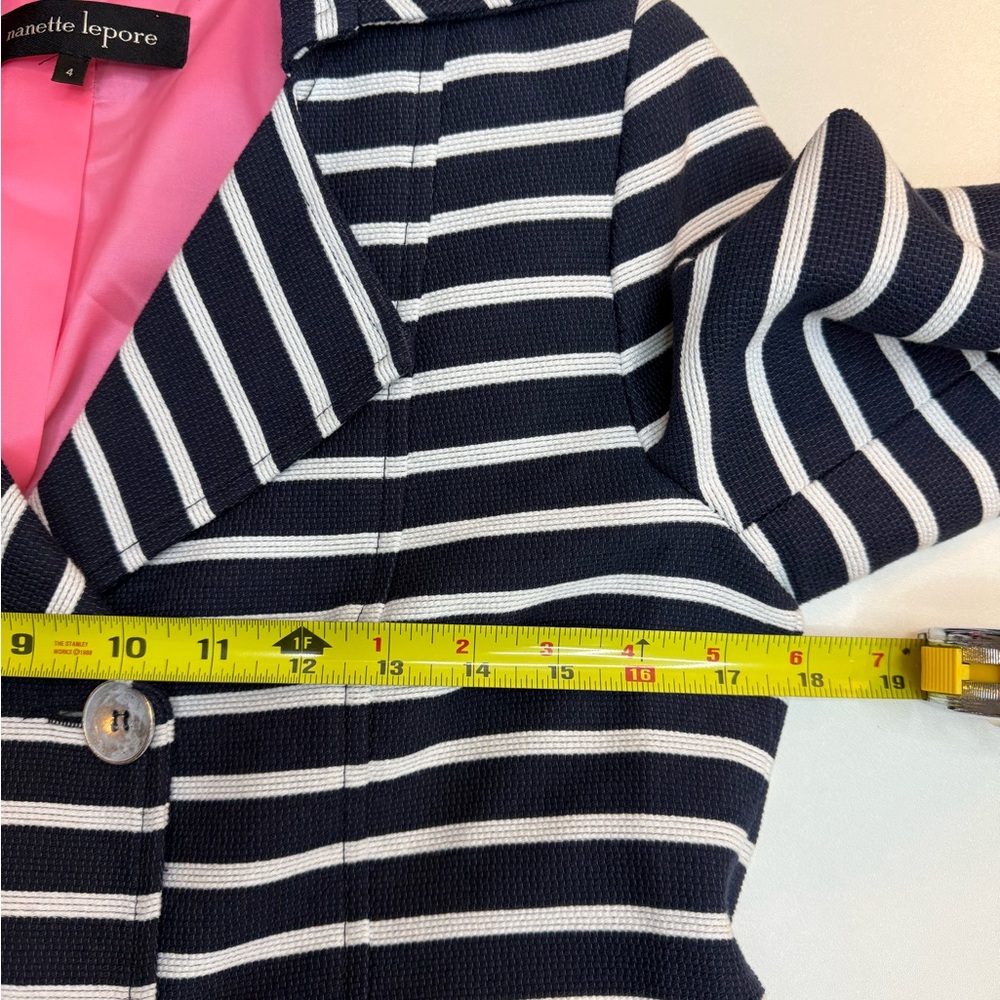 NANETTE LEPORE Navy Striped Women's Jacket / Blazer Women’s size 4 - Picture 6 of 9